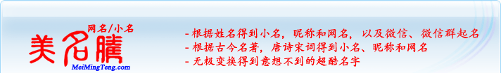 根據(jù)姓名得到小名，昵稱和網(wǎng)名；根據(jù)古今名著，唐詩宋詞得到小名，昵稱和網(wǎng)名；無極變換得到意想不到的超酷名字